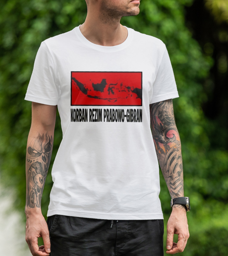 Korban Rezim Prabowo Gibran Subianto Indonesia Map T-Shirt
