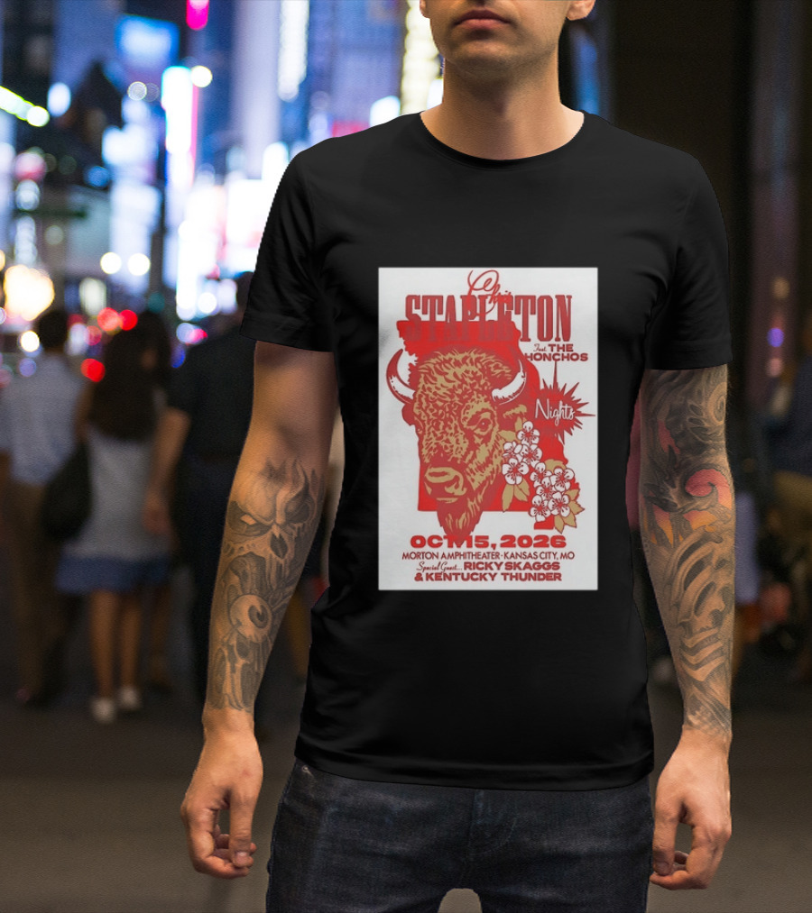 Chris Stapleton Featuring The Honchos And Ricky Skaggs Kentucky Thunder Kansas City Concert October 15 2026 Morton Amphitheater T-Shirt