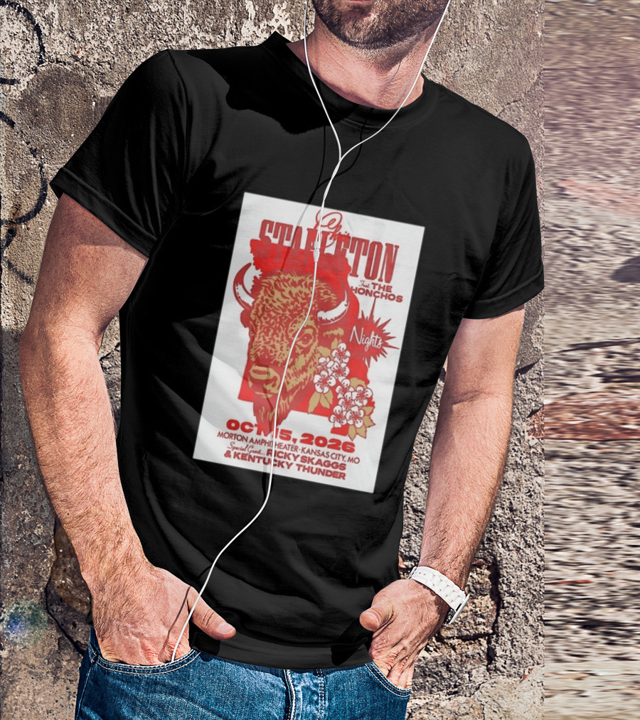 Chris Stapleton Featuring The Honchos And Ricky Skaggs Kentucky Thunder Kansas City Concert October 15 2026 Morton Amphitheater T-Shirt
