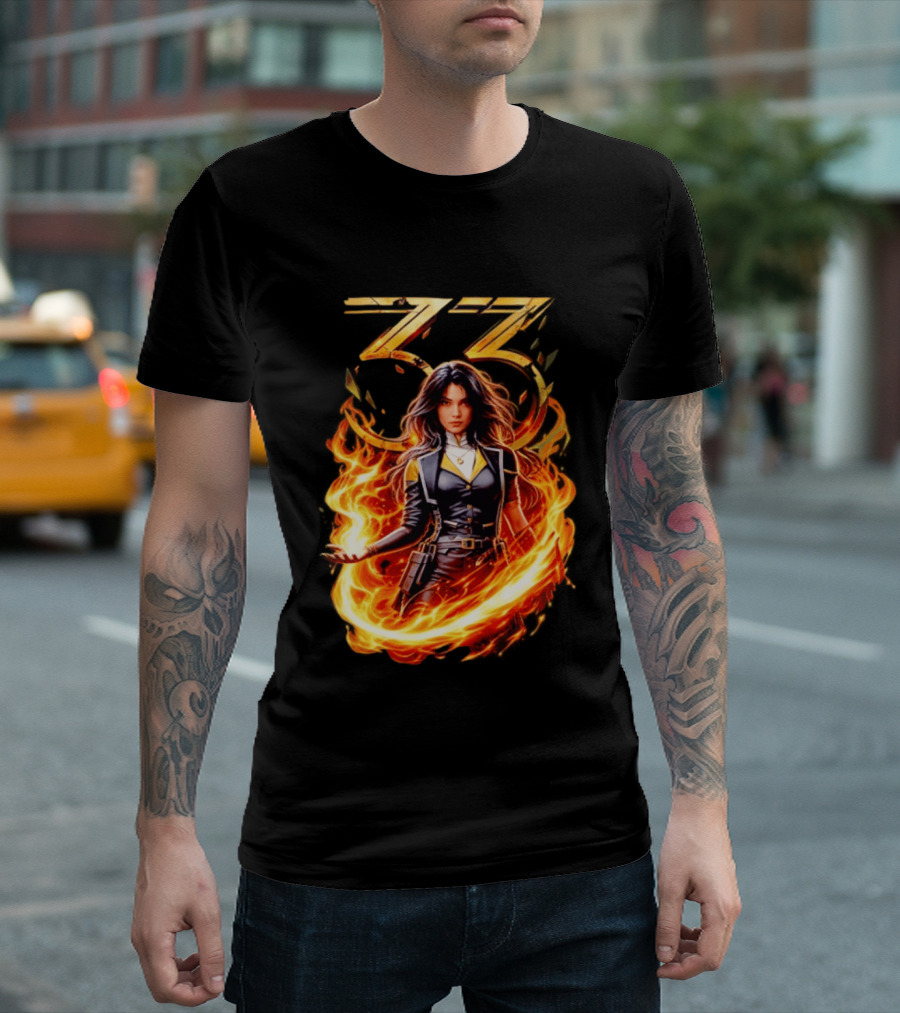 33 Fire Sorceress Fantasy Flames T-Shirt