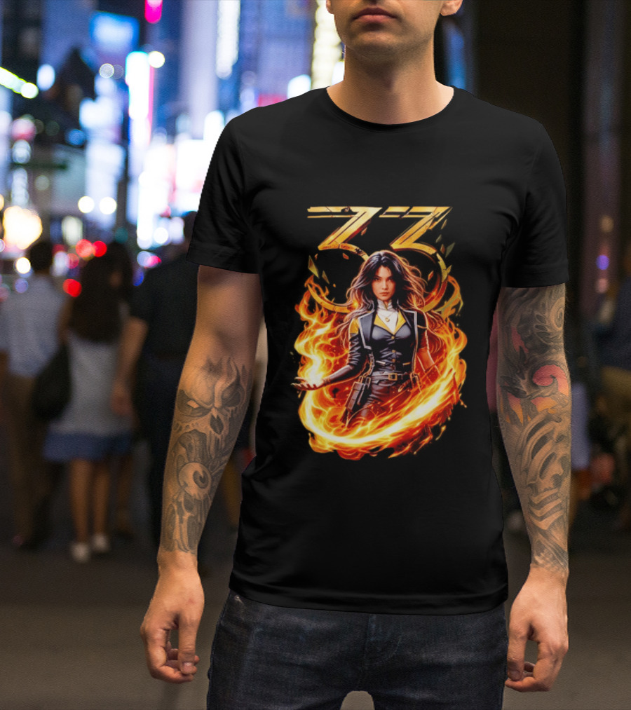 33 Fire Sorceress Fantasy Flames T-Shirt