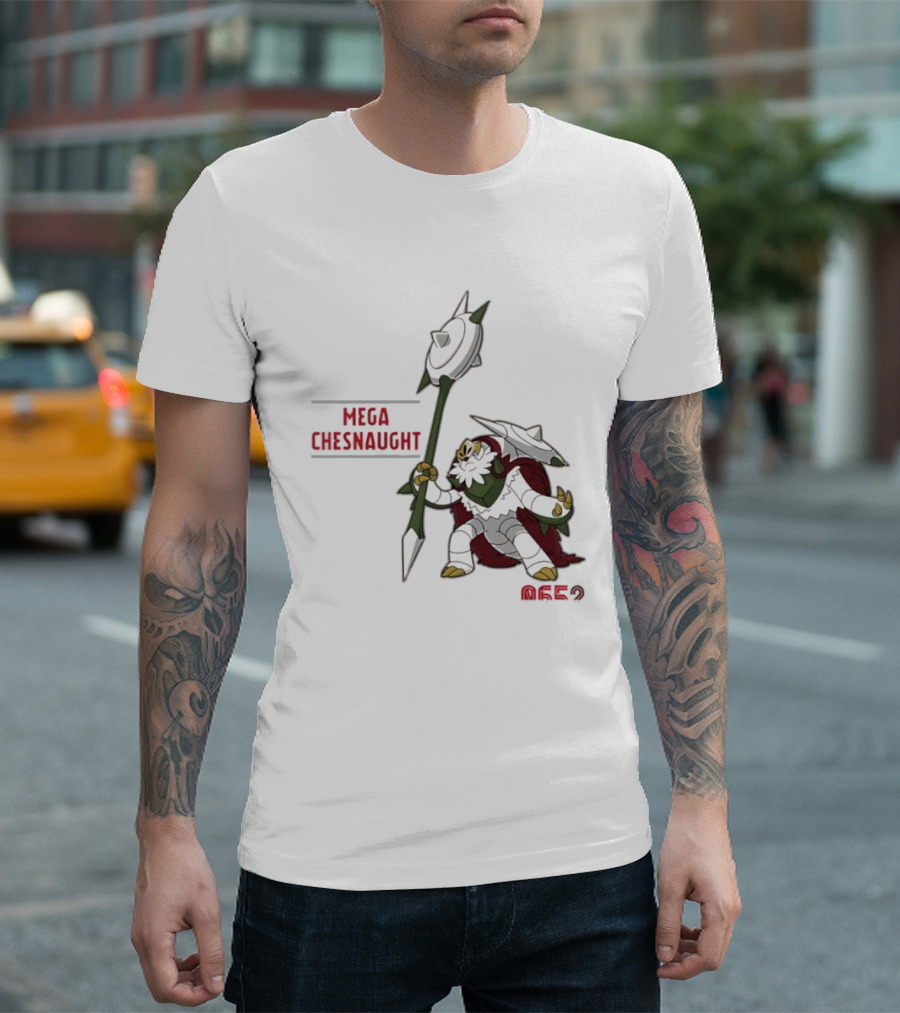 Mega Chesnaught 0652 Pokemon Pokedex Gaming Axe Warrior T-Shirt