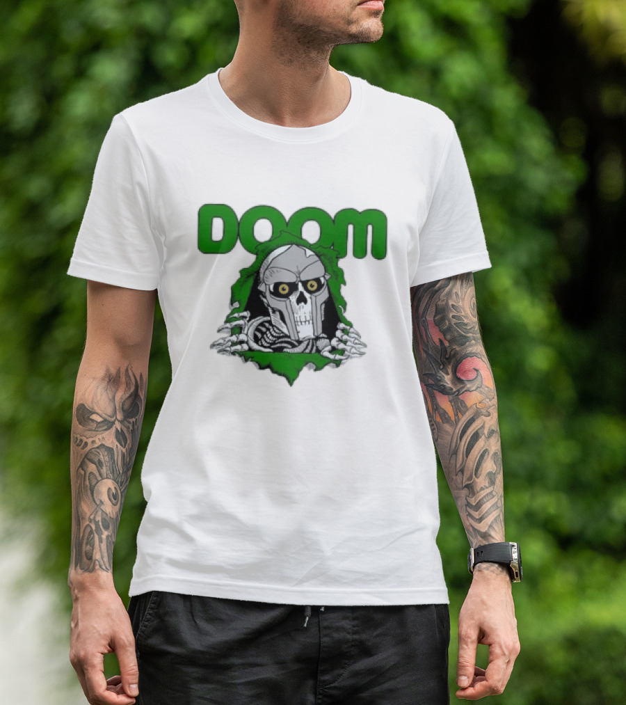 Doom Metal Face Skeleton Mask Hip Hop T-Shirt