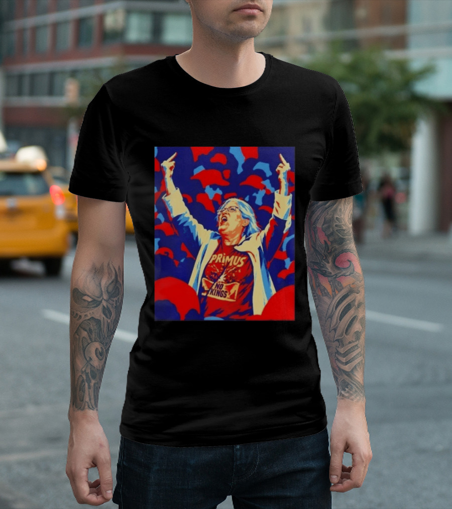 Primus No Kings Les Claypool Protest Art Blue Red T-Shirt