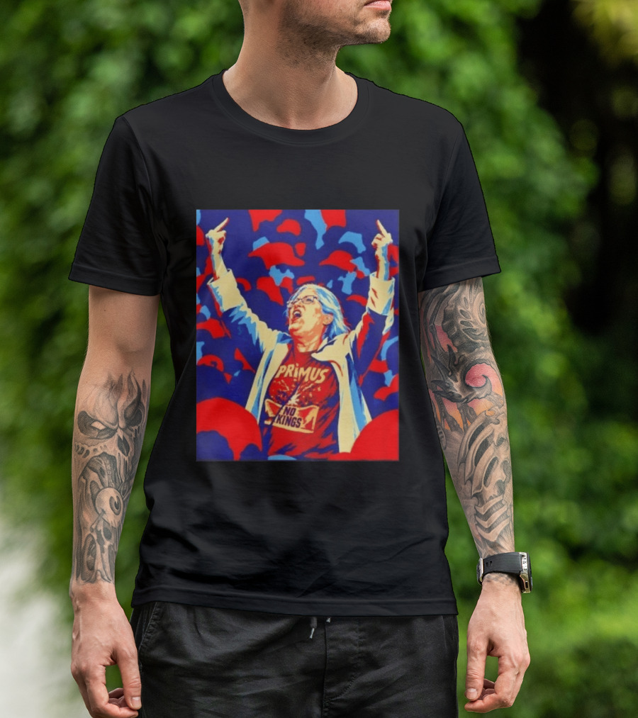 Primus No Kings Les Claypool Protest Art Blue Red T-Shirt