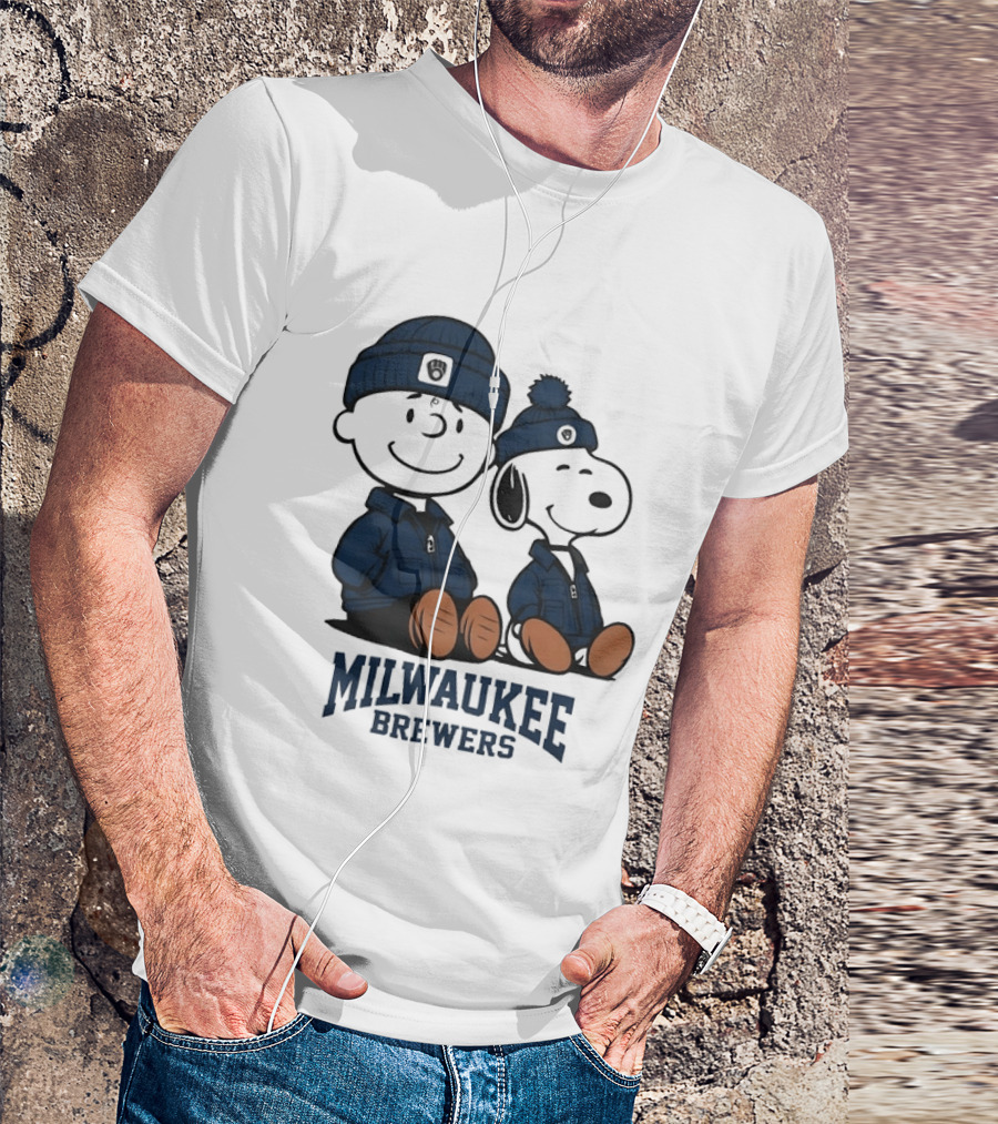 Milwaukee Brewers Charlie Brown Snoopy MLB Collaboration T-Shirt