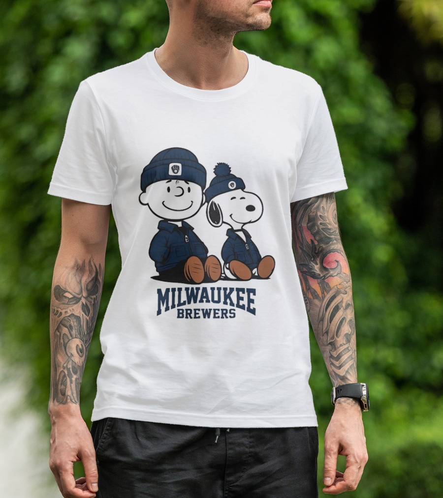 Milwaukee Brewers Charlie Brown Snoopy MLB Collaboration T-Shirt