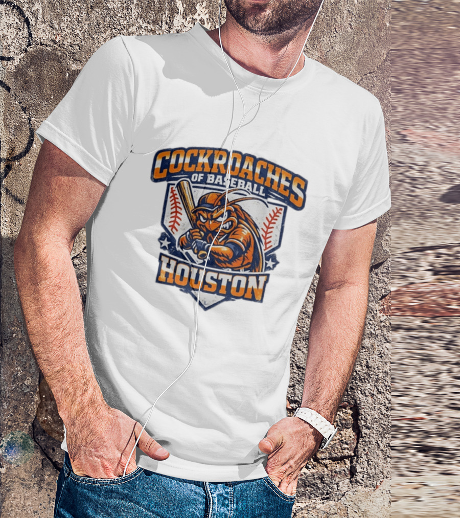 Cockroaches Of Baseball Houston Batting Mascot Baseball T-Shirt