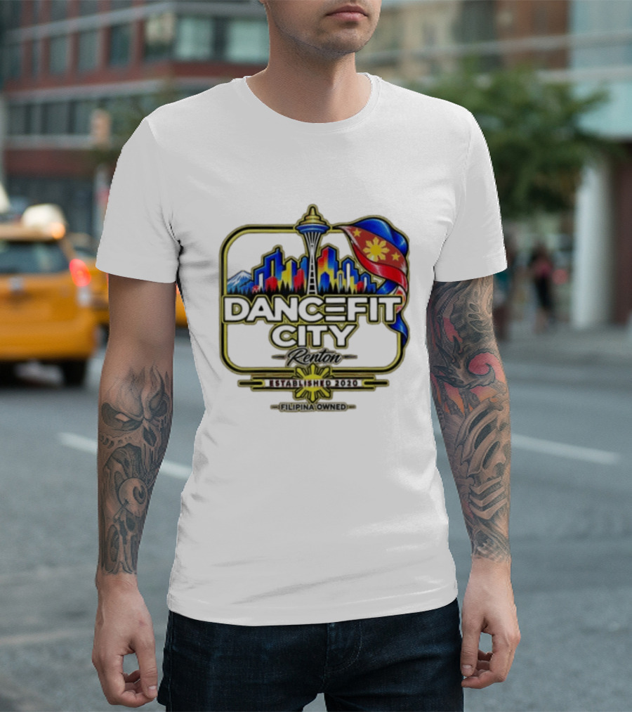 DanceFit City Renton Established 2020 Filipina Owned Seattle Skyline Philippine Flag T-Shirt