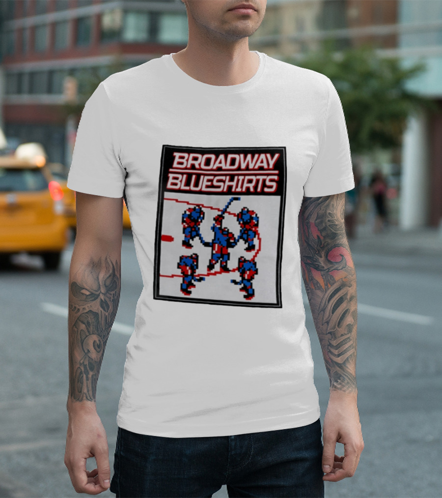 Broadway Blueshirts New York Rangers NHL Pixel Hockey Players T-Shirt