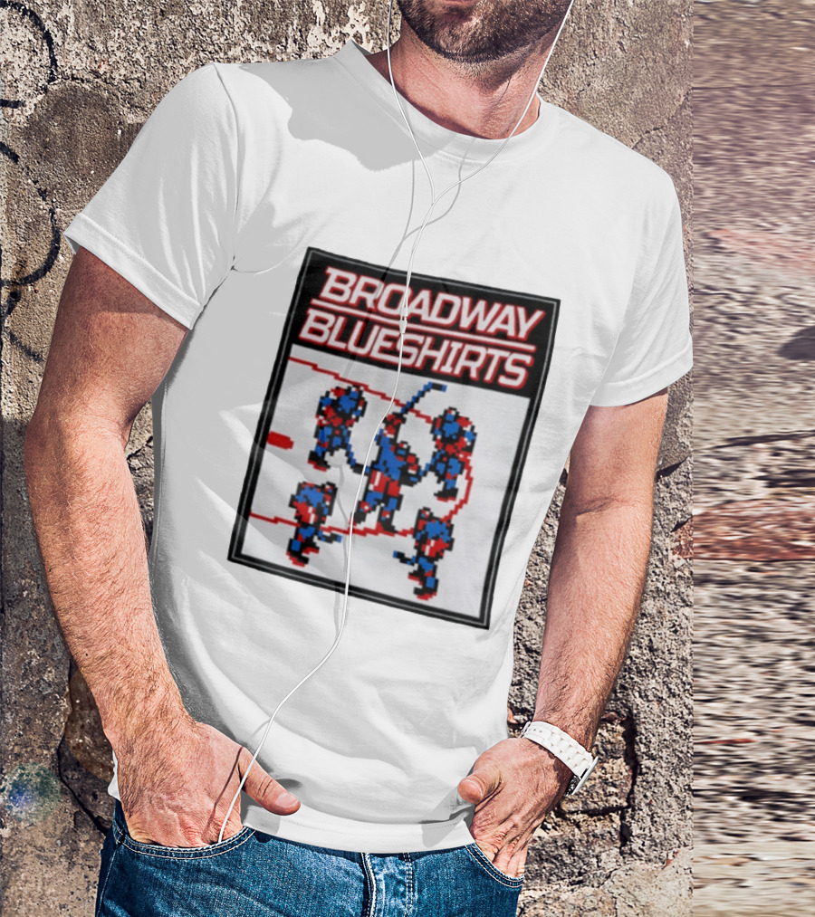 Broadway Blueshirts New York Rangers NHL Pixel Hockey Players T-Shirt