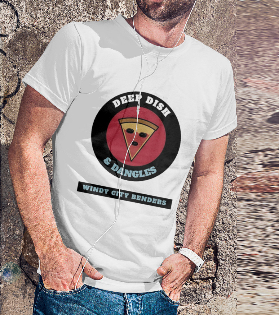 Deep Dish & Dangles Windy City Benders Hockey Pizza Slice T-Shirt