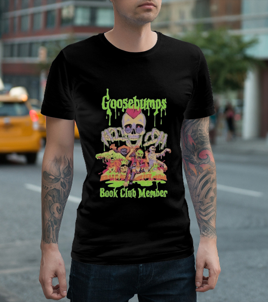 Goosebumps Book Club Member Skull Zombies RL Stine Horror T-Shirt
