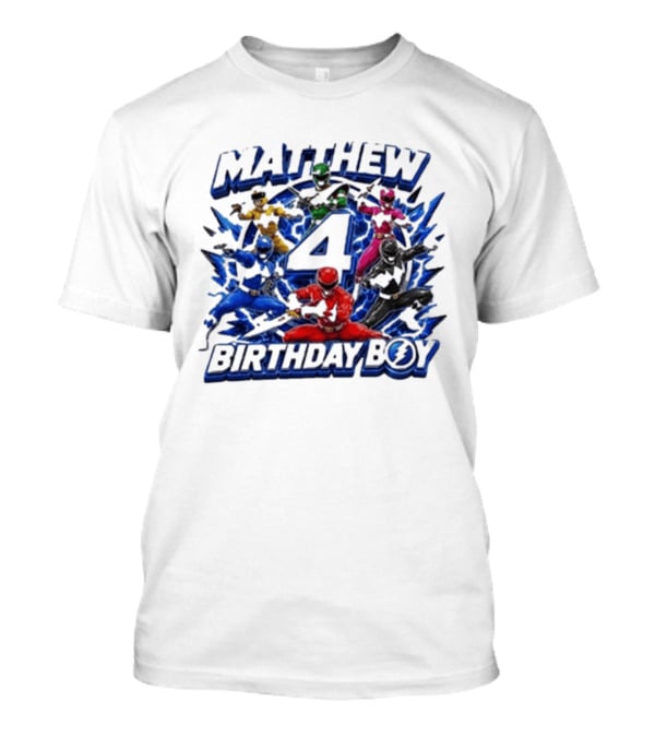 Mighty Morphin Power Rangers 4th Birthday Boy Matthew T-Shirt