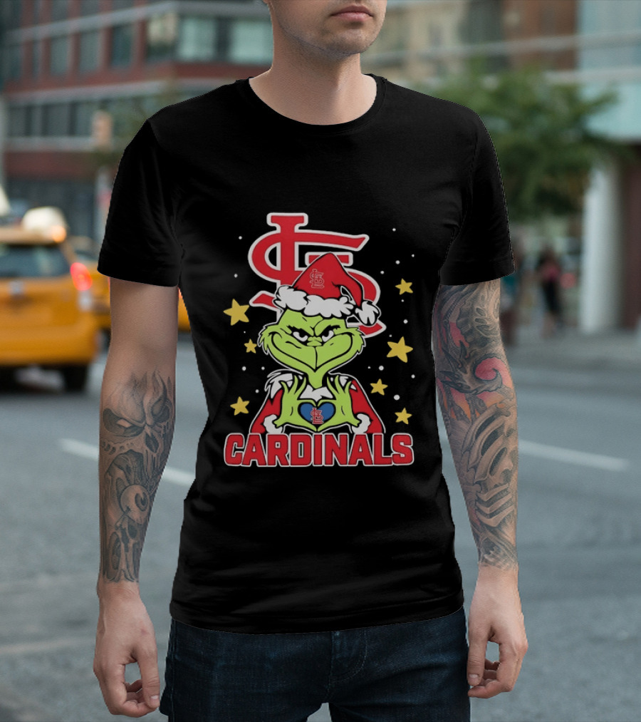 St Louis Cardinals Grinch Heart Hands Christmas 2026 T-Shirt