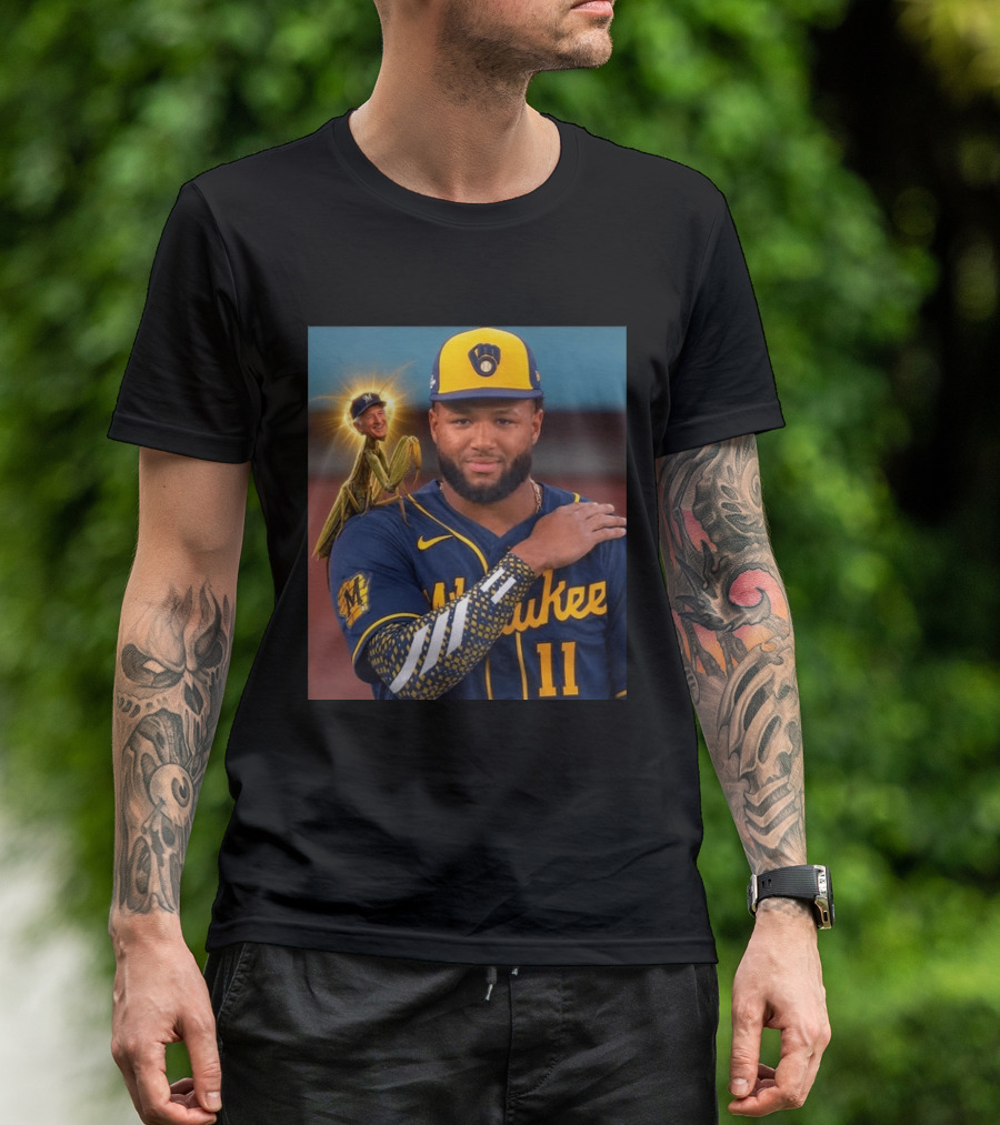 Milwaukee Brewers Uecker Praying Mantis Good Luck Charm T-Shirt