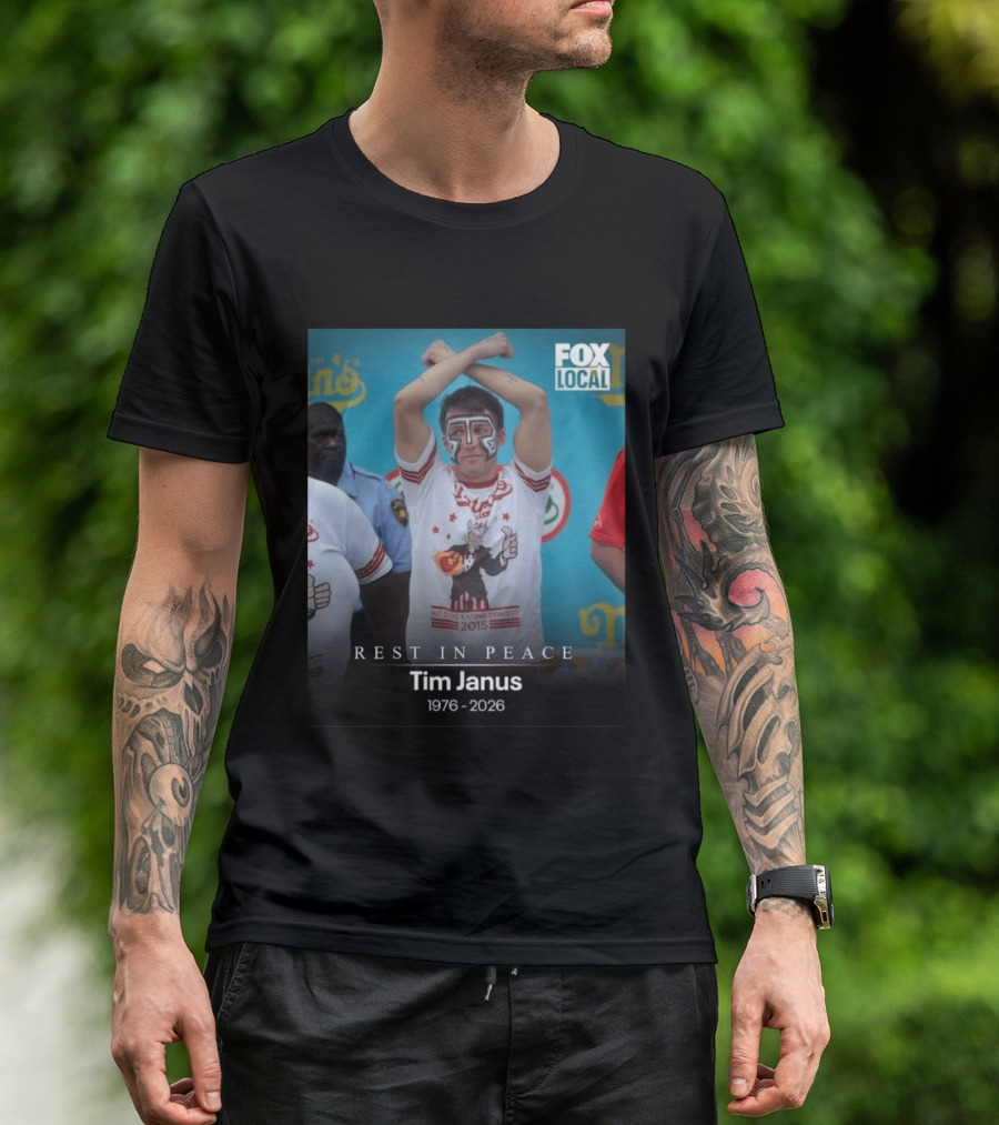 Rest In Peace Tim Janus Fox Local Hot Dog Eating Contest 2015 T-Shirt