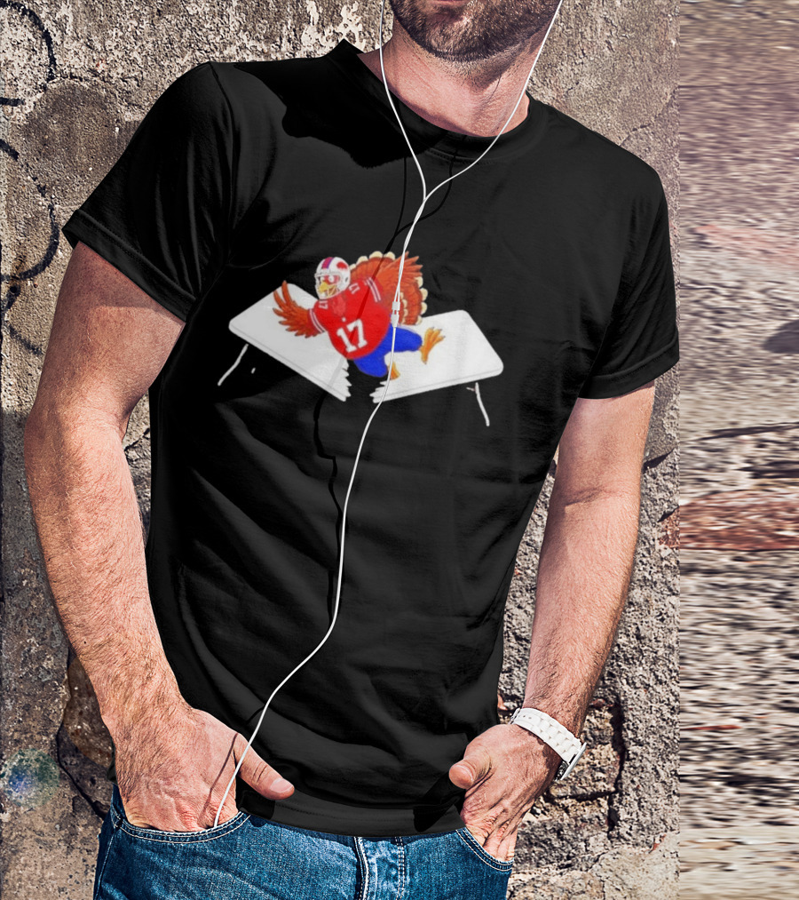 Buffalo Turkey Josh Allen 17 Thanksgiving 2026 Football Table Dive T-Shirt