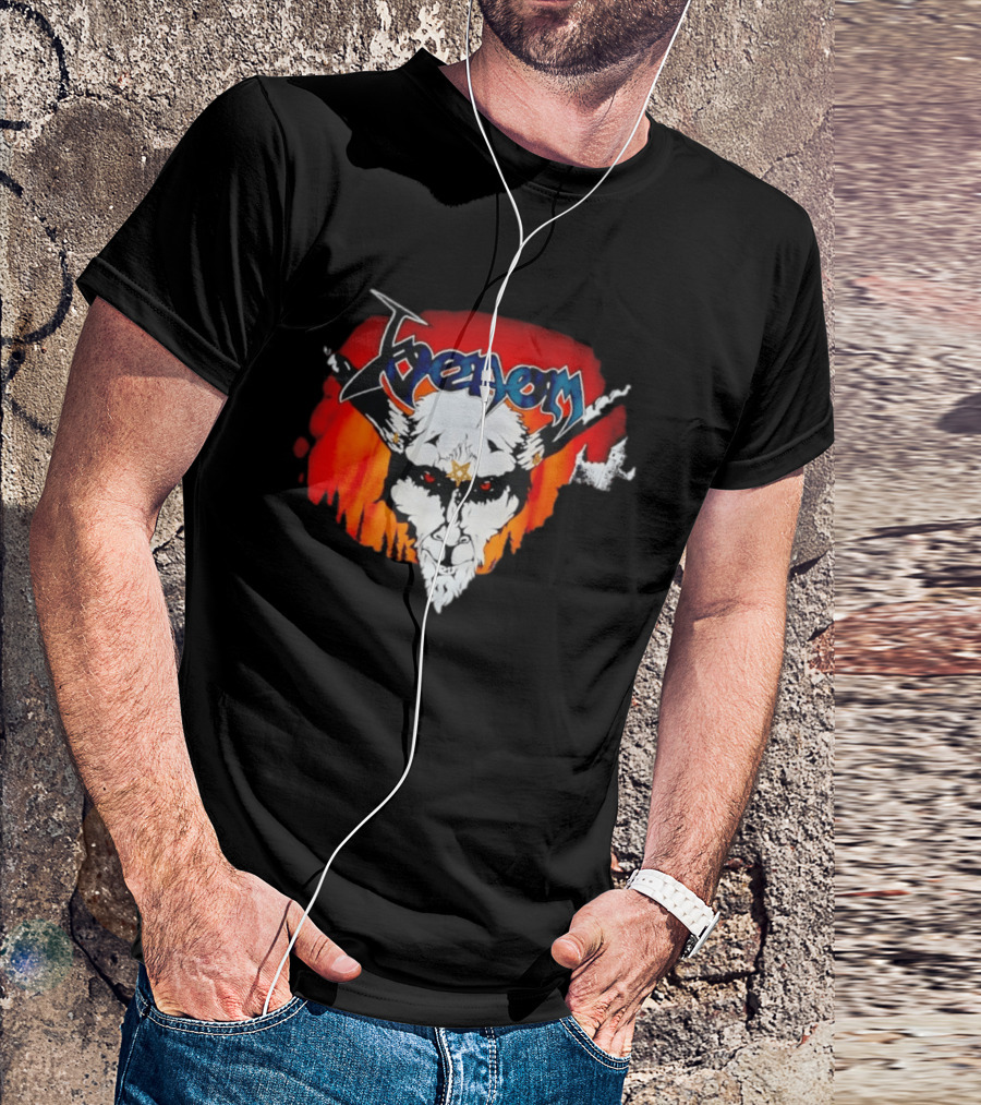 Venom Heavy Metal Goat With Star Symbol And Fiery T-Shirt