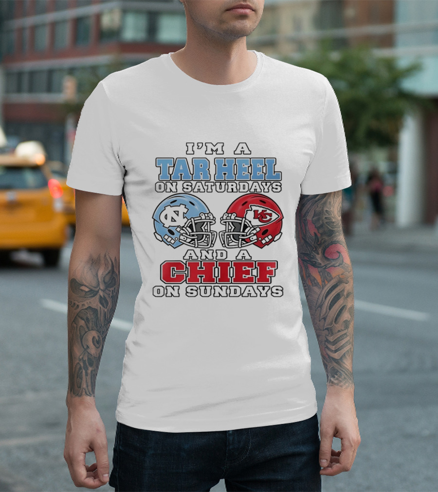 I'm A Tar Heel On Saturdays And A Chief On Sundays Football Helmets T-Shirt