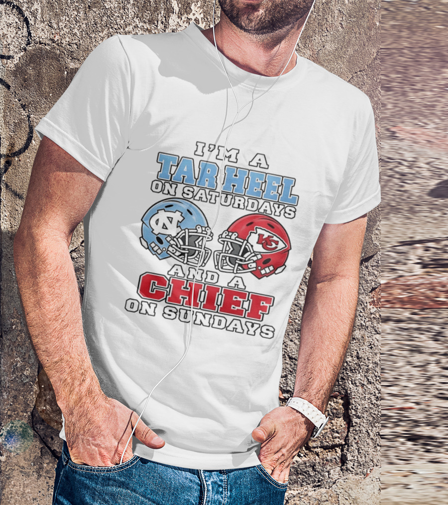 I'm A Tar Heel On Saturdays And A Chief On Sundays Football Helmets T-Shirt