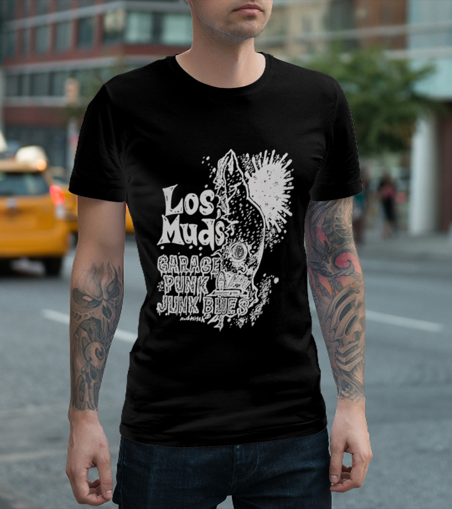 Los Muds Garage Punk Junk Blues Mudhitch Mohawk Sketch T-Shirt
