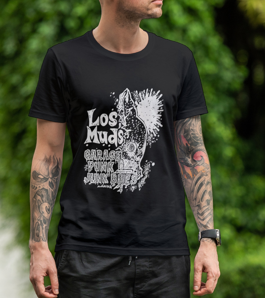 Los Muds Garage Punk Junk Blues Mudhitch Mohawk Sketch T-Shirt