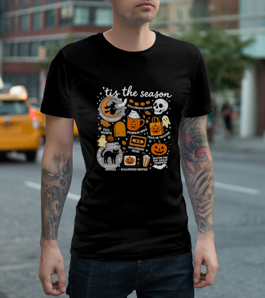 Tis The Season Spooky Traditions My Witch Halloween Movies Haunted House Pumpkin Cooking T-Shirt