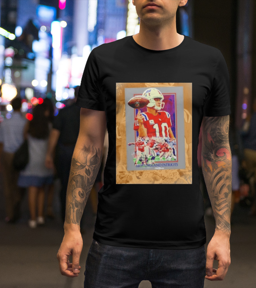 New England Patriots No 10 NFL Football Collage T-Shirt
