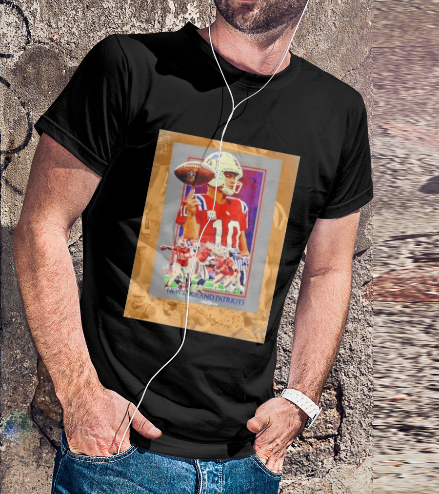 New England Patriots No 10 NFL Football Collage T-Shirt