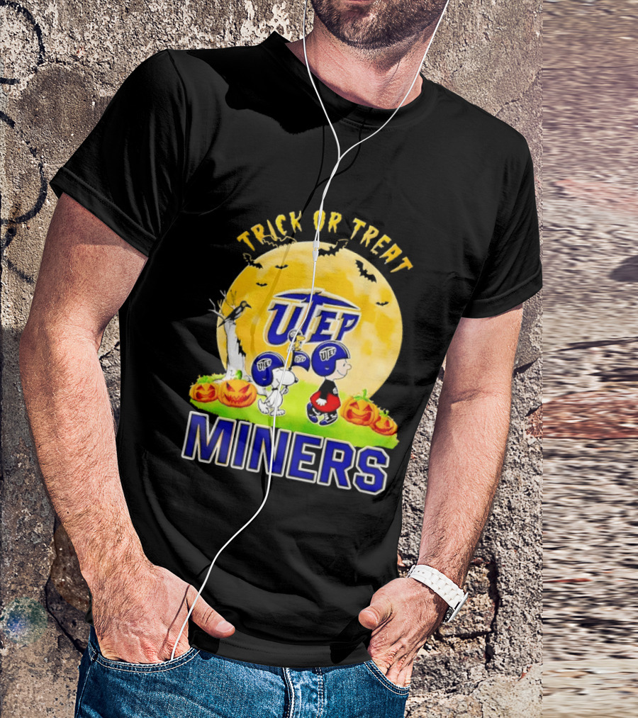 UTEP Miners Trick Or Treat Halloween With Charlie Brown And Snoopy T-Shirt