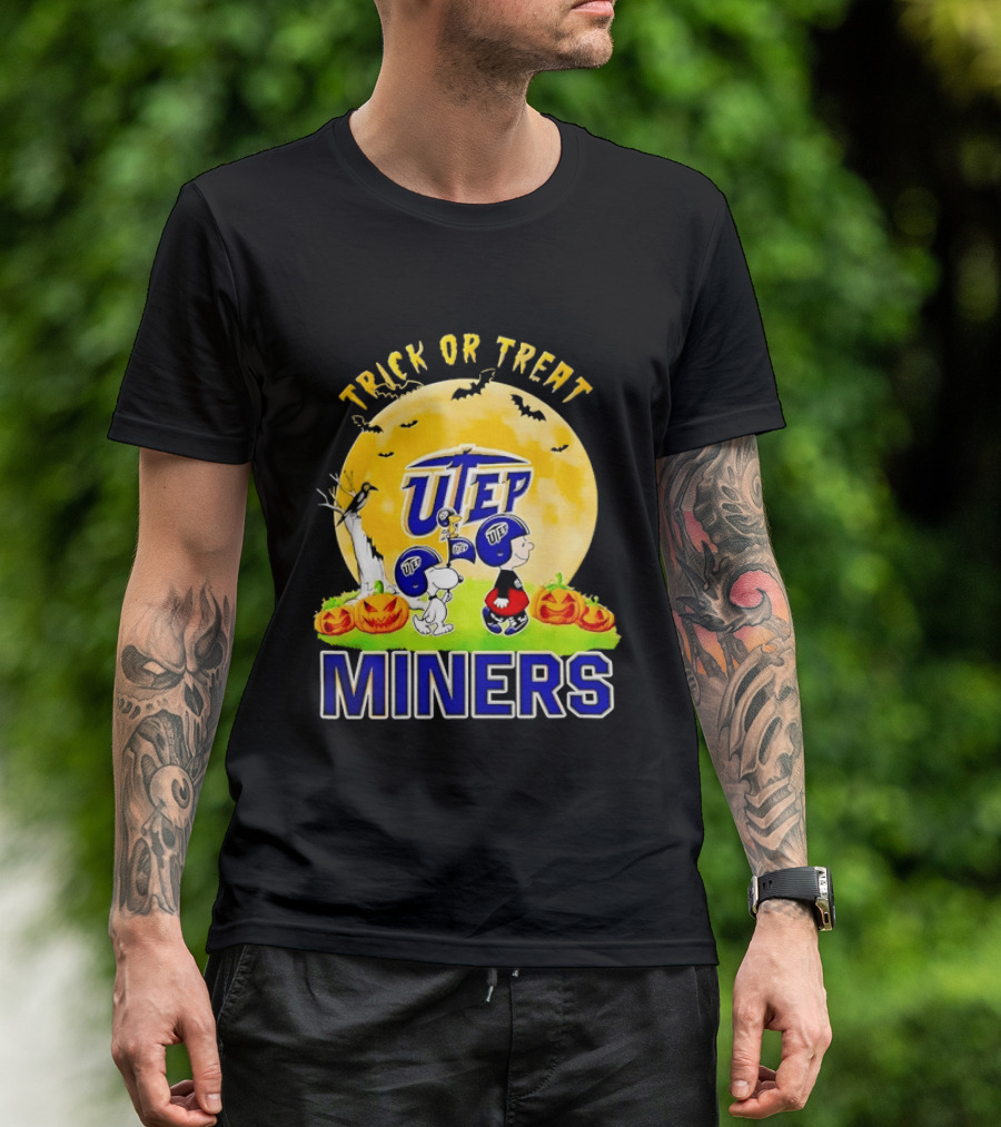 UTEP Miners Trick Or Treat Halloween With Charlie Brown And Snoopy T-Shirt