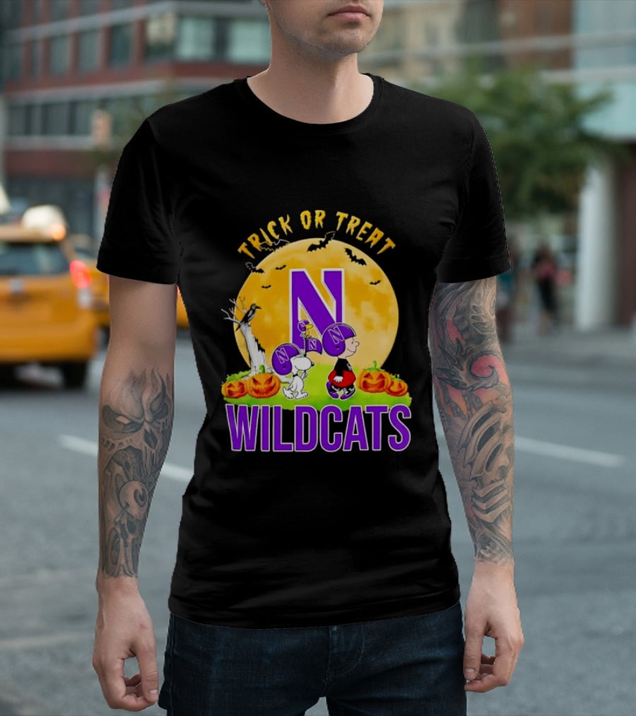 Trick Or Treat Northwestern Wildcats Charlie Brown Snoopy Halloween T-Shirt