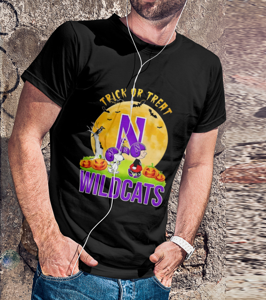Trick Or Treat Northwestern Wildcats Charlie Brown Snoopy Halloween T-Shirt