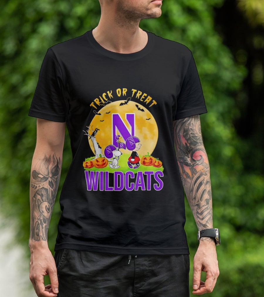 Trick Or Treat Northwestern Wildcats Charlie Brown Snoopy Halloween T-Shirt