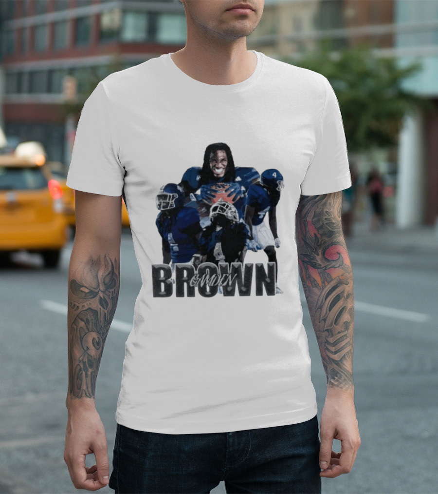 Camden Brown Football Wide Receiver Collage Blue Jersey 4 T-Shirt