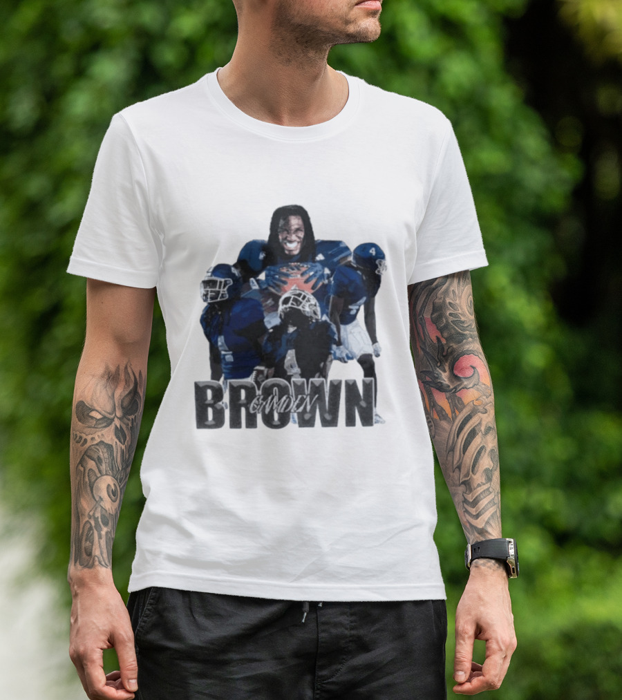 Camden Brown Football Wide Receiver Collage Blue Jersey 4 T-Shirt
