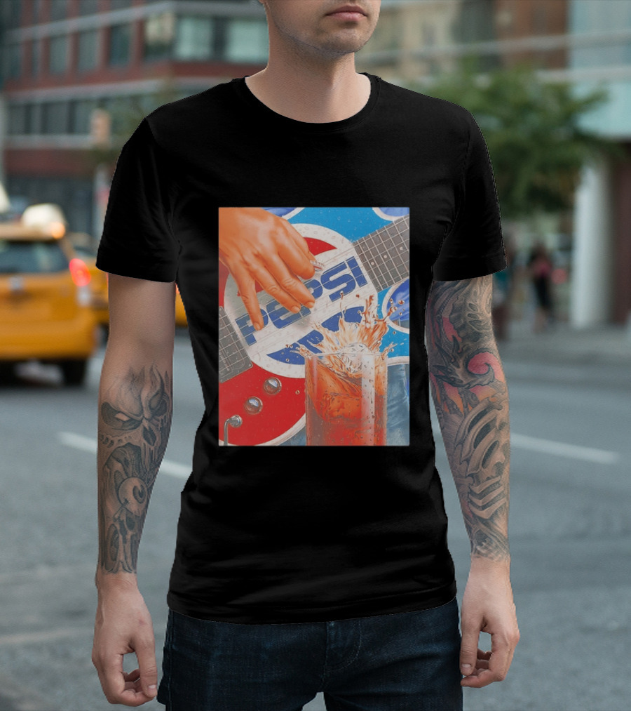 Pepsi Guitar Soda Splash Beverage Music Rock N Roll T-Shirt