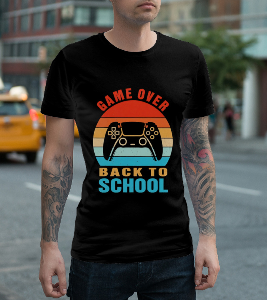 Game Over Back To School Gamer Vintage Controller T-Shirt