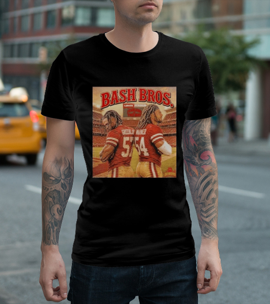 Bash Bros Greenlaw 57 Warner 54 San Francisco 49ers Levi's Stadium T-Shirt