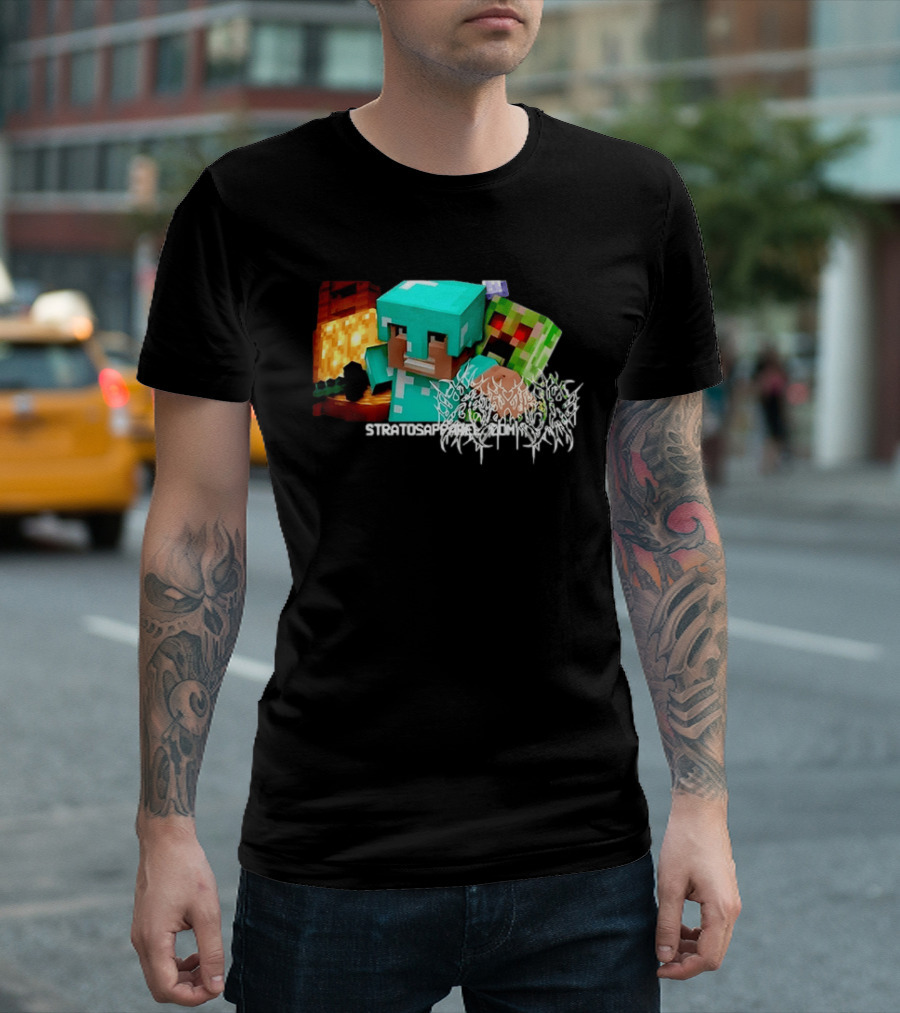 Steve Creeper Stratosapien Death Metal Gaming Battle Scene T-Shirt