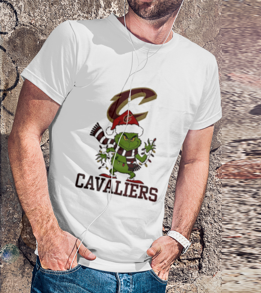 Grinch Cleveland Cavaliers Christmas 2026 Scarf Santa Hat Lights T-Shirt