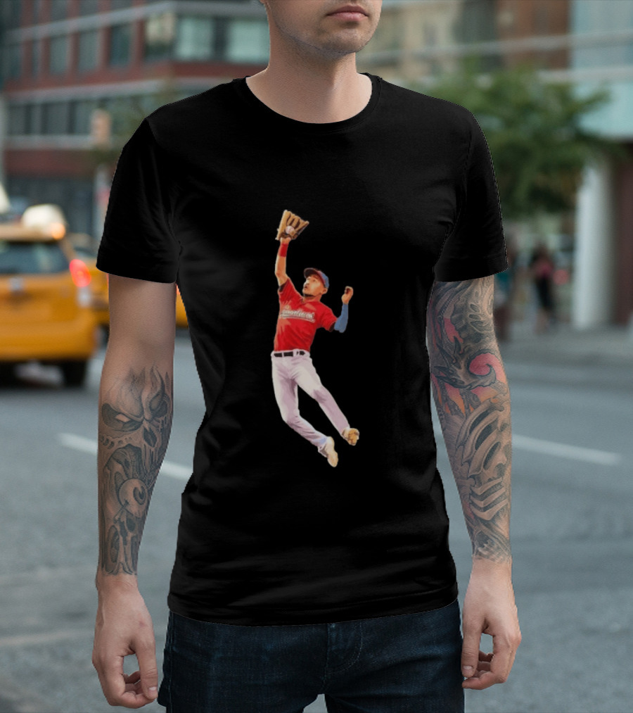 Steven Kwan Cleveland Guardians Baseball Action Player Jump T-Shirt