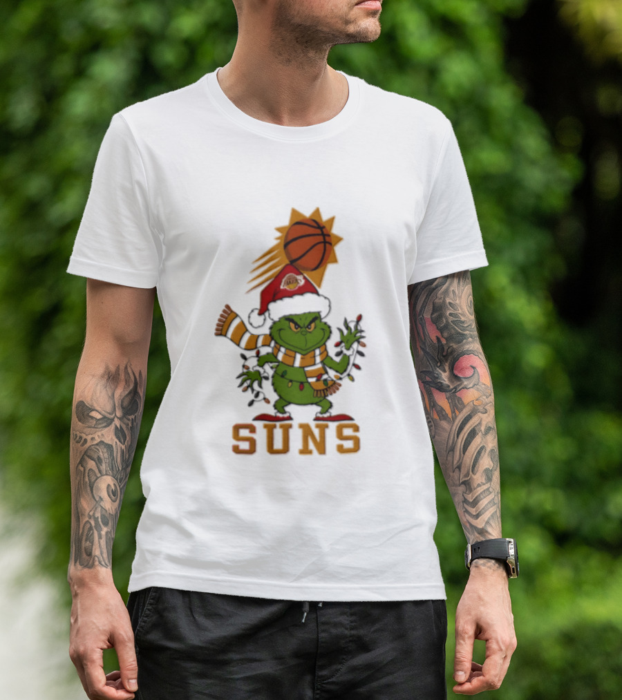 Grinch Phoenix Suns Christmas 2026 Santa Hat Basketball T-Shirt