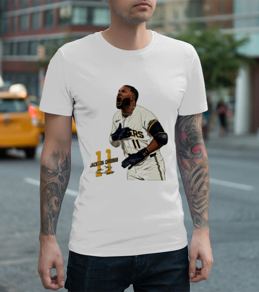 Jackson Chourio 11 Brewers Baseball Player Celebration T-Shirt
