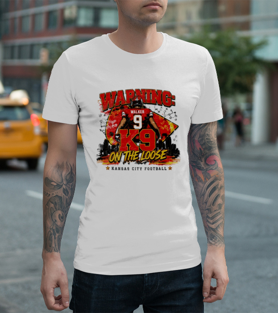 Warning K9 On The Loose 9 Kansas City Football T-Shirt