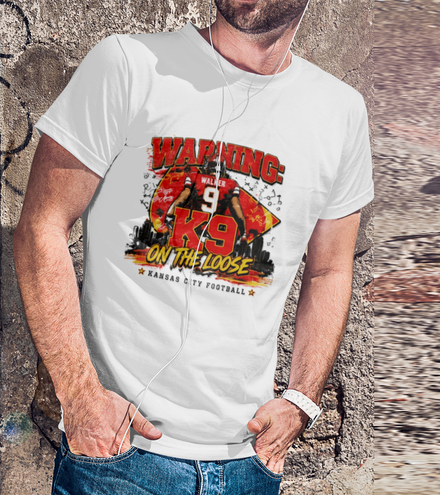 Warning K9 On The Loose 9 Kansas City Football T-Shirt