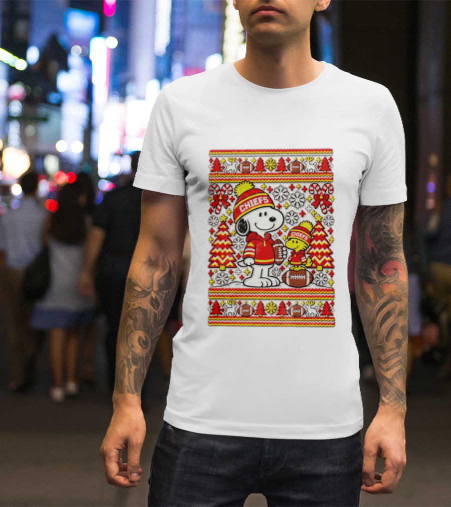 Kansas City Chiefs Snoopy Woodstock Christmas Football Sweater T-Shirt