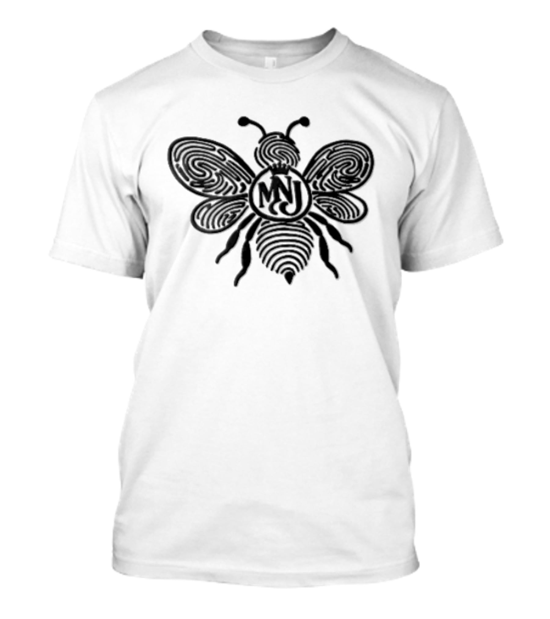 Mnj Black Bee Crown Fingerprint Monogram T-Shirt