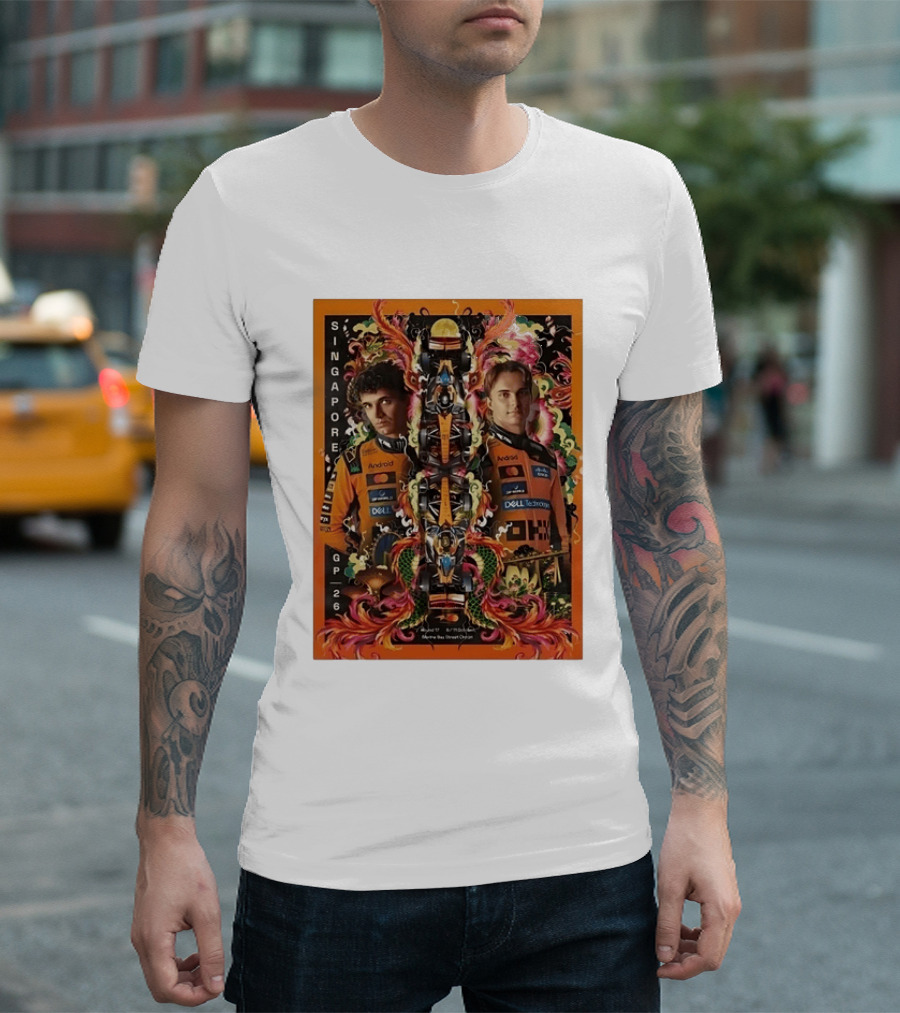 Singapore GP 2026 Oscar Piastri McLaren Racing Art By Ervance Dwiputra T-Shirt
